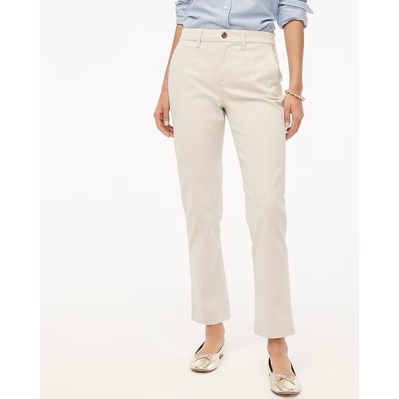 J.CREW High Rise Girlfriend Chino Pant Petite 12 12P Stone Straight Leg B1 - Picture 1 of 6